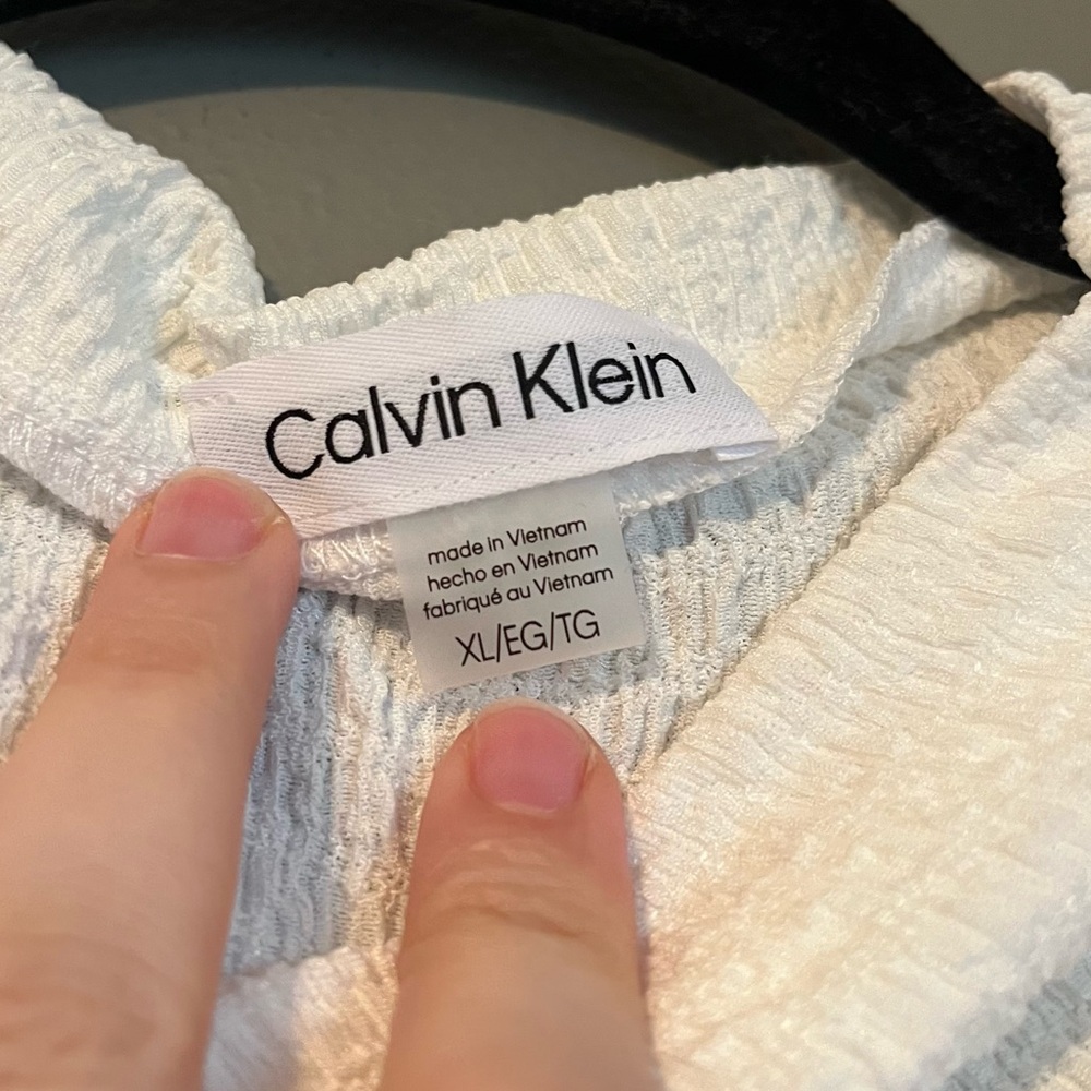 NWT Calvin Klein Sz XL White Suit Sleeveless Mock-neck Textured Blouse Top R $59 - Picture 4 of 10